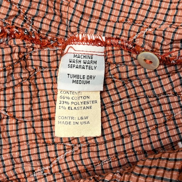 Cut Loose Crinkle Textured Checkered Button-Up Shirt Size M Oversized Rusty Red - Picture 8 of 9